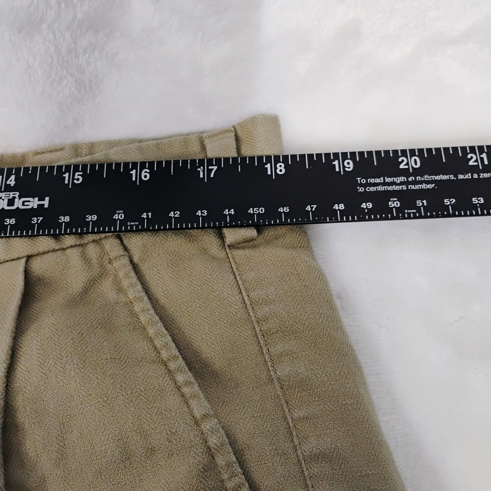 Caribbean Mens 38 Khaki Tan Linen Cotton Herringbone Pleated Shorts - Picture 3 of 6
